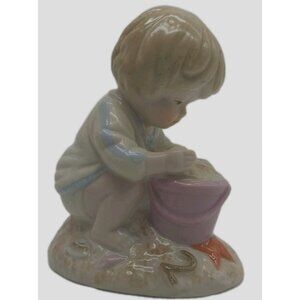 Porcelain Birthday Year 2 Figurine Small Child Beach Heartline Cake Topper 3"